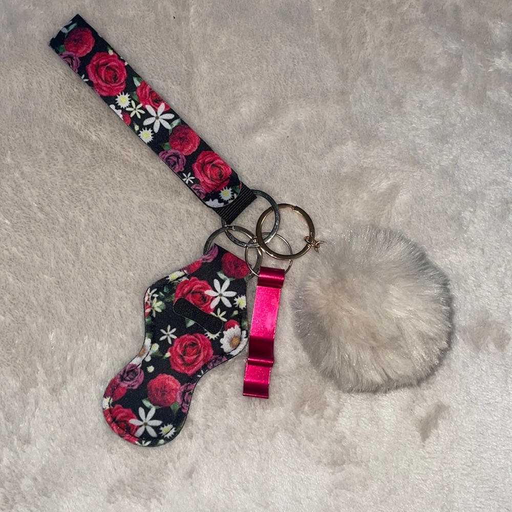 Red & Black chapstick holder Keychain